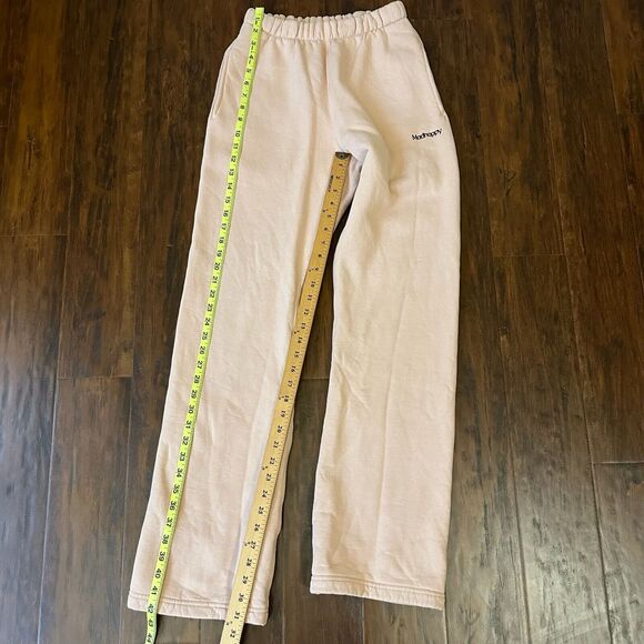 NWOT MADHAPPY Classic Straight Leg Fleece Sweatpants in Peach/Cream - Picture 12 of 13